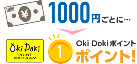 1000円ごとに…Oki Dokiポイント1ポイント!